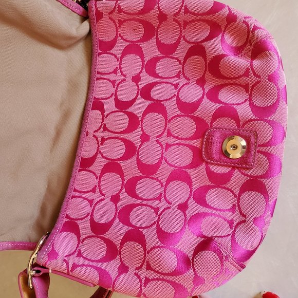 Vintage Rare Coach Pink Signature Shoulder Bag Purse - Picture 4 of 10